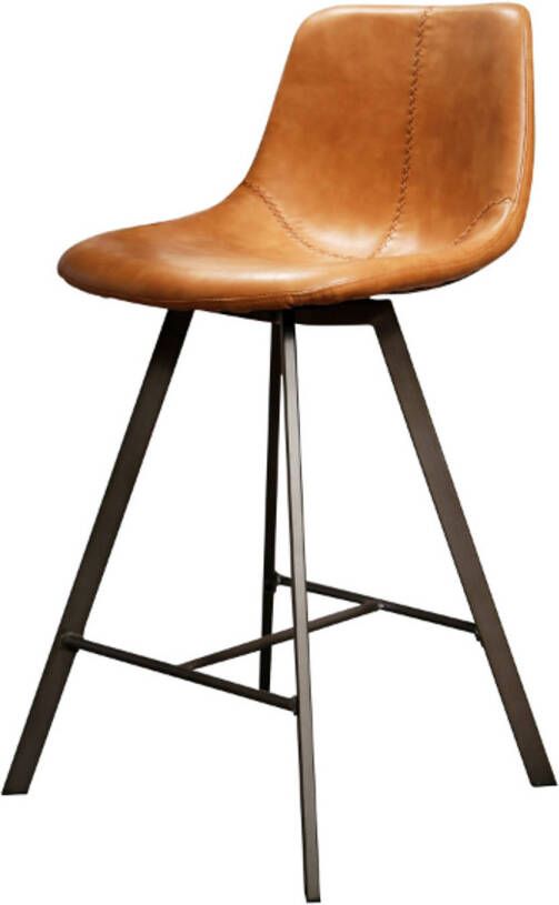 AnLi Style Barstoel zig-zag plat frame Saddle PU cowhide bruin