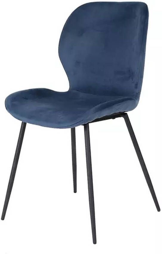 AnLi Style Stoel velvet ronde buis blauw velours - Foto 1