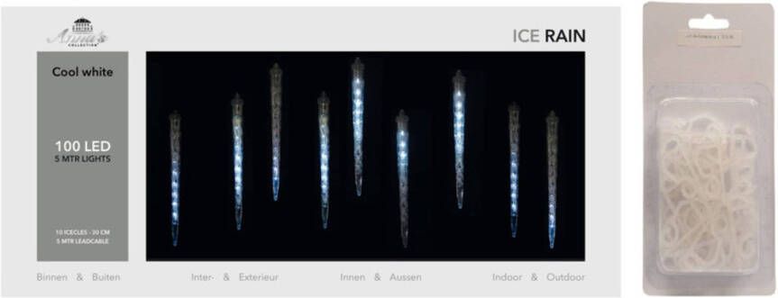 Anna&apos;s Collection IJspegelverlichting transparant lichtsnoer met 100 witte lampjes inclusief dakgoot haakjes Lichtsnoeren