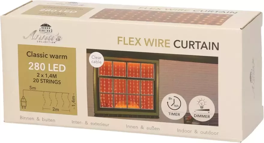 Anna&apos;s Collection Kerstverlichting voor het raam raamverichting met 280 lampjes classic warm wit 200 x 140 cm Lichtsnoeren