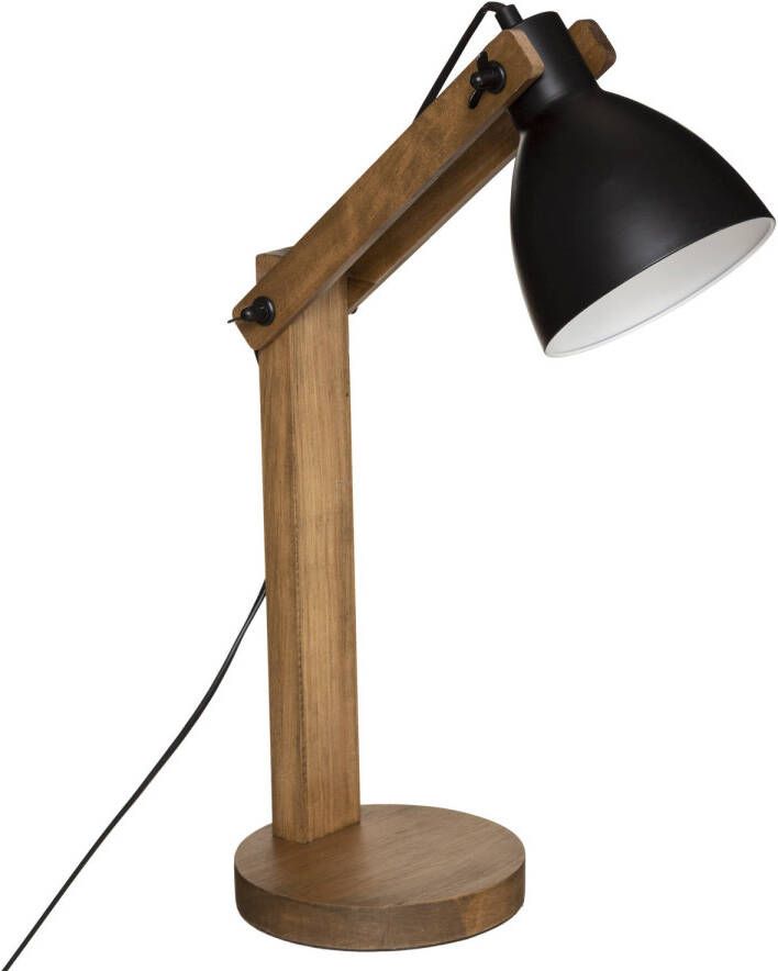 Atmosphera Tafellamp bureaulampje Design Light Cuba hout zwart H56 cm Bureaulampen - Foto 1