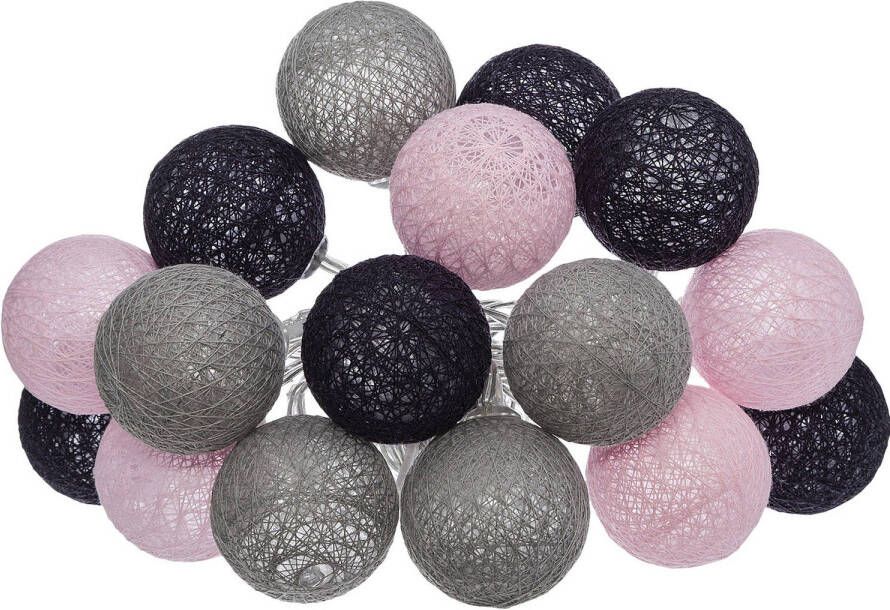 Atmosphera Lichtslinger lichtsnoer met 16 decoratieve verlichte balletjes 3.5 cm multi kleur mix 255 cm Lichtsnoeren