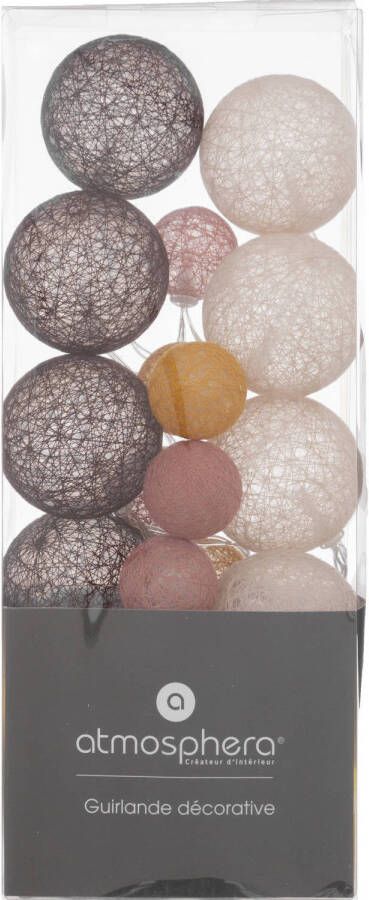 Atmosphera Lichtslinger lichtsnoer met 20 decoratieve verlichte balletjes multi kleur mix 210 cm batterij Lichtsnoeren
