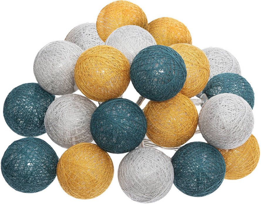 Atmosphera Lichtslinger lichtsnoer met 20 decoratieve verlichte balletjes multi kleur mix 435 cm batterij Lichtsnoeren