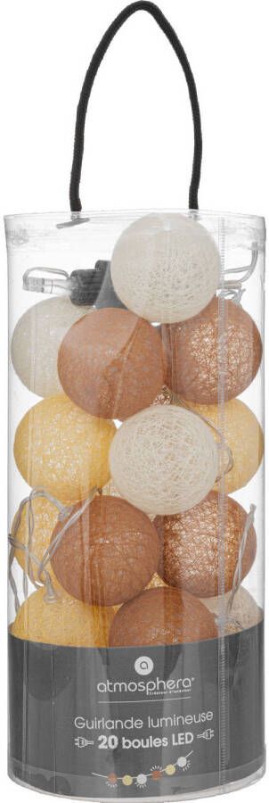 Atmosphera Lichtslinger lichtsnoer met 20 decoratieve verlichte balletjes multi kleur mix 435 cm stekker Lichtsnoeren