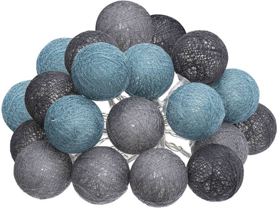 Atmosphera Lichtslinger lichtsnoer met 20 decoratieve verlichte balletjes multi kleur mix 435 cm stekker Lichtsnoeren - Foto 1