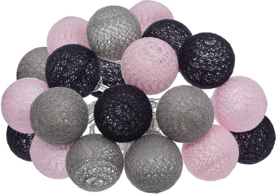 Atmosphera Lichtslinger lichtsnoer met 20 decoratieve verlichte balletjes multi kleur mix 435 cm stekker Lichtsnoeren