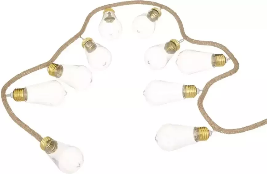 Atmosphera Lichtslinger lichtsnoer 10 gloeilampen aan jute touw 165 cm Lichtsnoeren