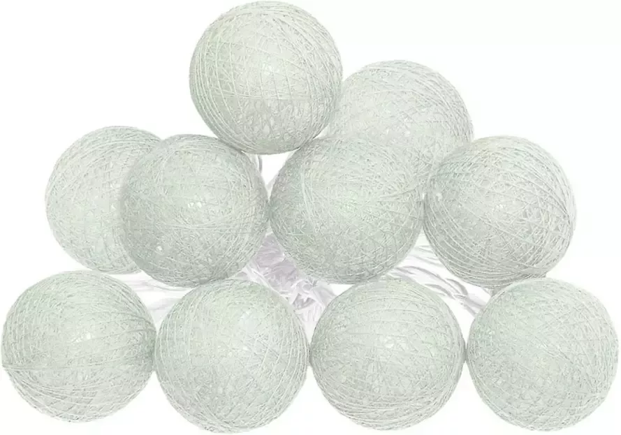 Atmosphera Lichtslinger lichtsnoer met 10 decoratieve verlichte balletjes lichtgroen 165 cm batterij Lichtsnoeren