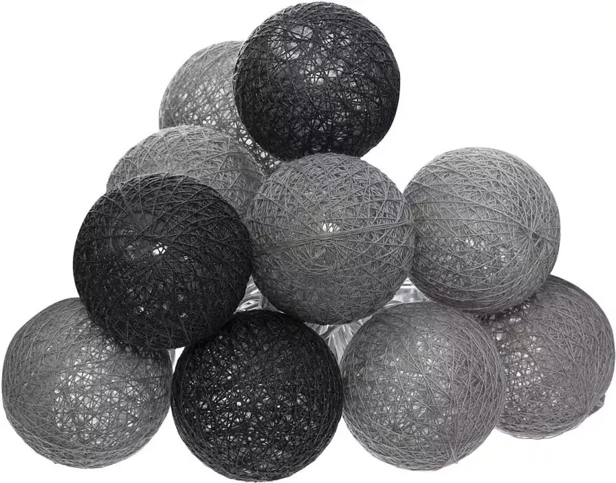 Atmosphera Lichtslinger lichtsnoer met 10 decoratieve verlichte balletjes multi kleur mix 165 cm batterij Lichtsnoeren