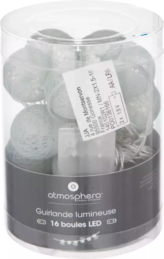 Atmosphera Lichtslinger lichtsnoer met 16 decoratieve verlichte balletjes 3.5 cm lichtgroen 255 cm b Lichtsnoeren