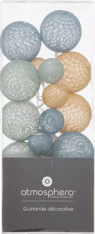 Atmosphera Lichtslinger lichtsnoer met 20 decoratieve verlichte balletjes multi kleur mix 210 cm batterij Lichtsnoeren - Foto 2