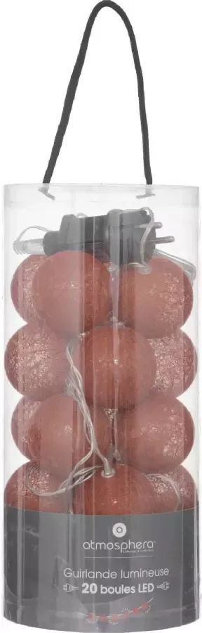 Atmosphera Lichtslinger lichtsnoer met 20 decoratieve verlichte balletjes terracotta 435 cm stekker Lichtsnoeren
