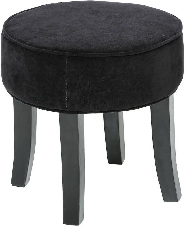 Atmosphera Zit krukje bijzet stoel hout stof zwart fluweel D35 x H40 cm Krukjes
