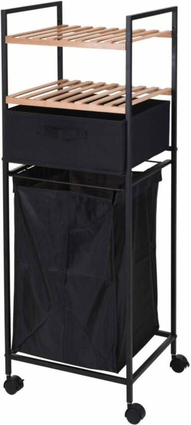 Bathroom Solutions Opbergrek met 2 schappen en wasmand 109 cm bamboe