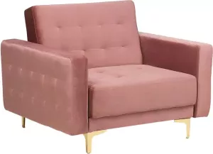 Beliani ABERDEEN Chesterfield fauteuil Roze Fluweel