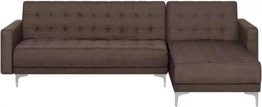 Beliani ABERDEEN Hoekslaapbank Donkerbruin Links 267 cm Polyester