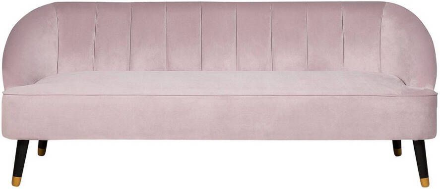 Beliani ALSVAG Three Seater Sofa Roze Fluweel