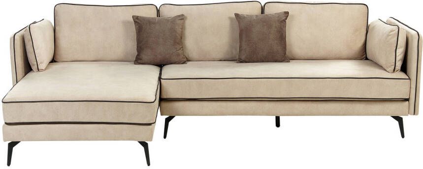 Beliani ALTAN Hoekbank Beige Rechtszijdig Fluweel