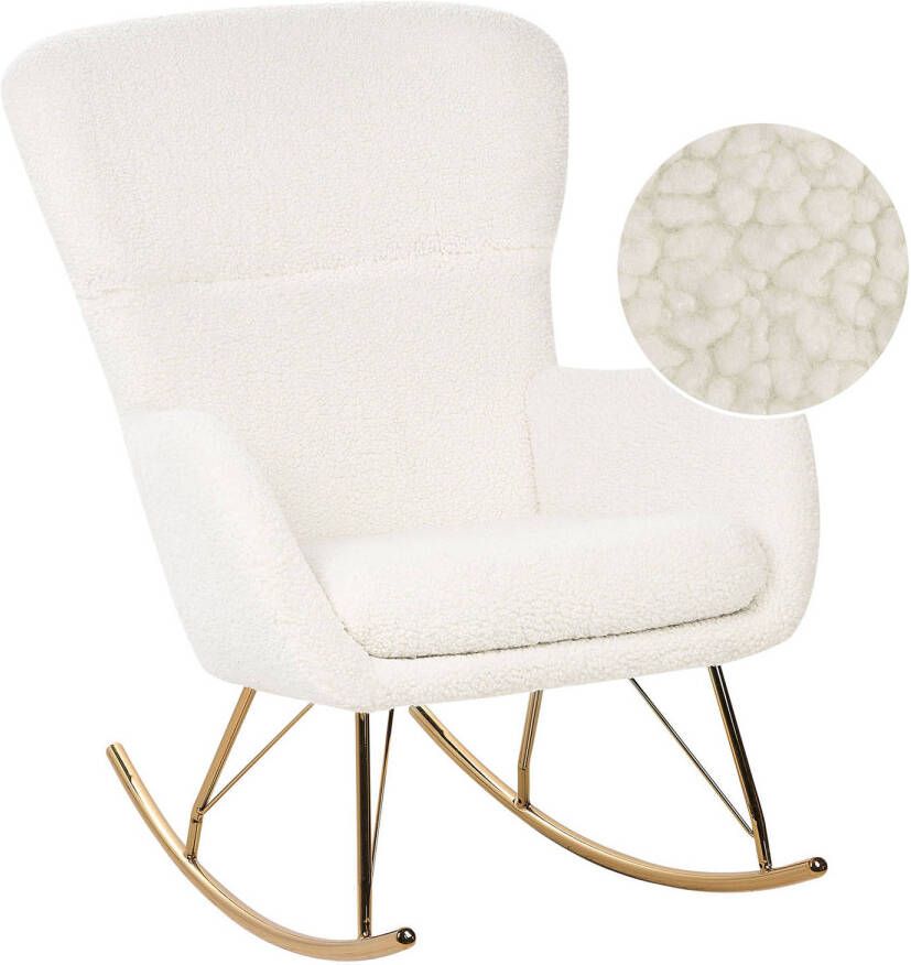 Beliani ANASET Schommelstoel Wit Goud BouclÃ©