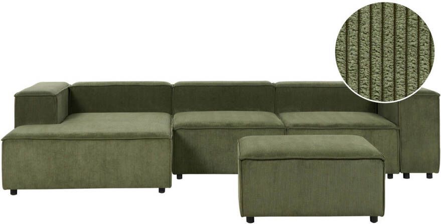 Beliani APRICA Modulaire Sofa-Groen-Corduroy - Foto 1