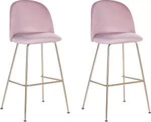 Beliani Arcola Barkruk Set Van 2-roze-fluweel