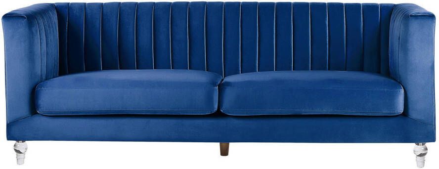 Beliani ARVIKA Three Seater Sofa Blauw Fluweel - Foto 1