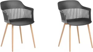 Beliani Bereca Eetkamerstoel Set Van 2-zwart-synthetisch Materiaal