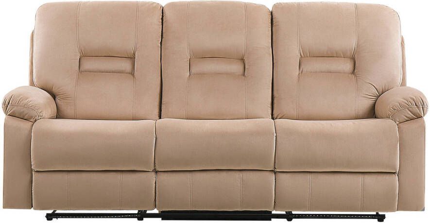 Beliani BERGEN Three Seater Sofa Beige Fluweel