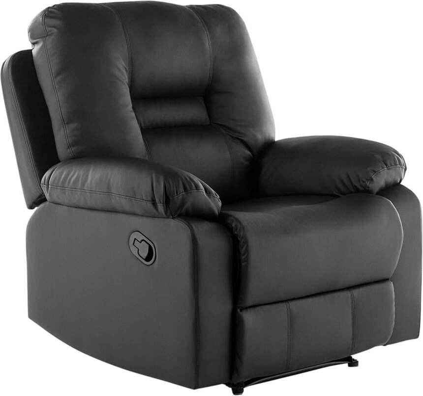 Beliani Bergen Fauteuil Zwart Kunstleer Staal 85x74x101