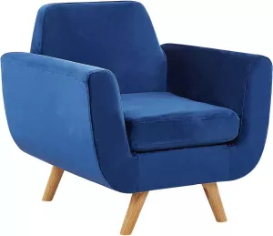 Beliani BERNES Fauteuil-Blauw-Fluweel