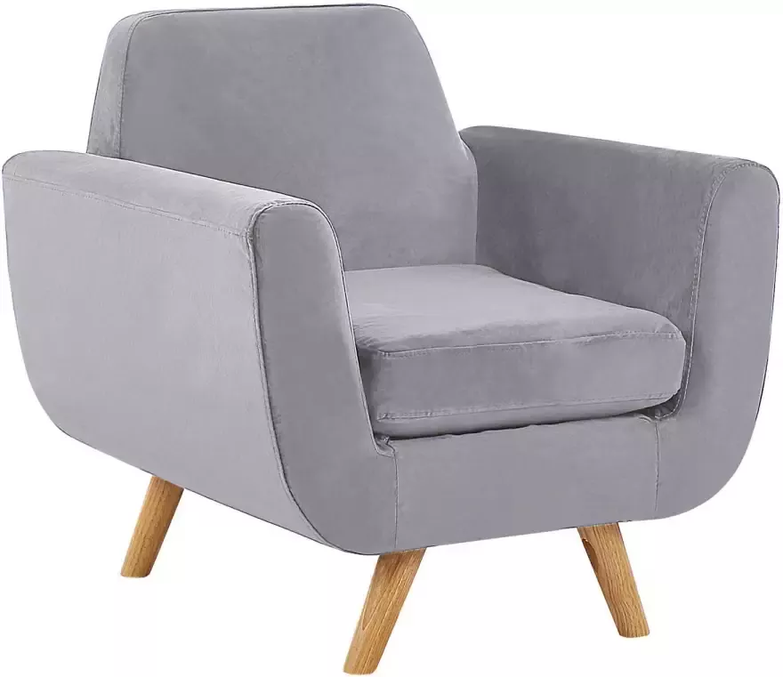 Beliani BERNES Armchair Grijs Fluweel