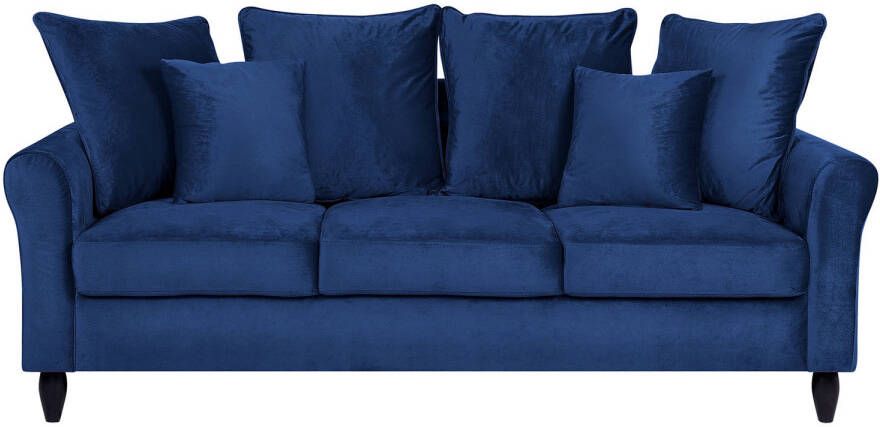 Beliani BORNHOLM Three Seater Sofa Blauw Fluweel