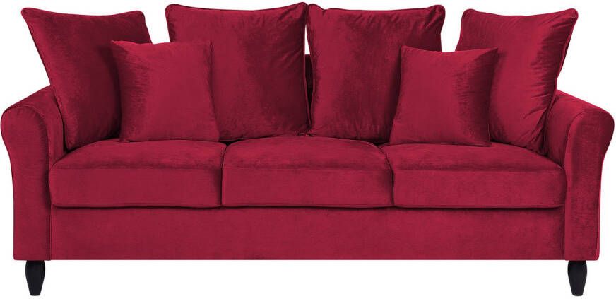 Beliani BORNHOLM Three Seater Sofa Rood Fluweel