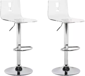 Beliani Busan Barkruk Verstelbaar Set Van 2-transparant-acryl