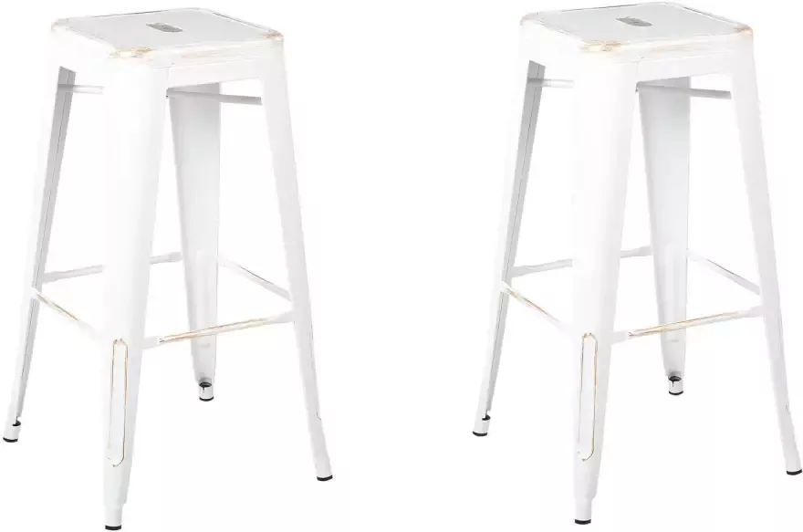 Beliani Cabrillo Barkruk Set Van 2-wit-metaal