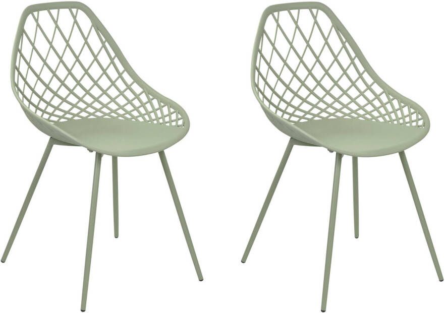 Beliani CANTON II Set of 2 Chairs Groen Synthetisch materiaal
