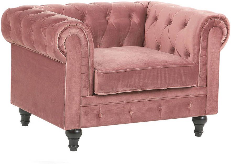 Beliani CHESTERFIELD fauteuil Roze Fluweel