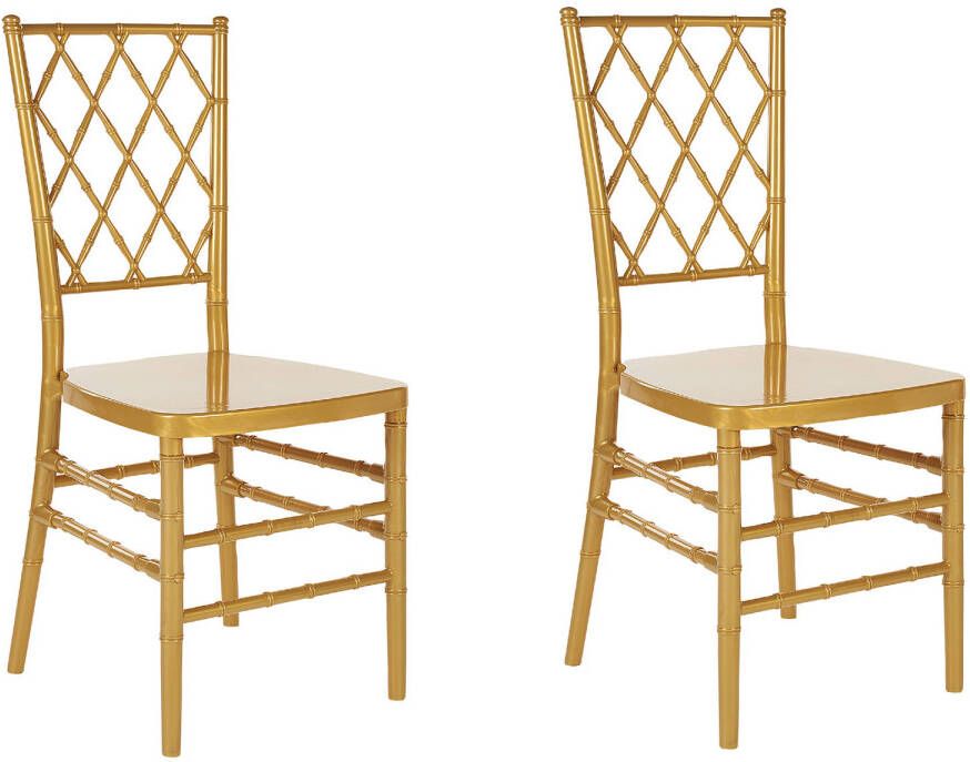 Beliani CLARION Set of 2 Chairs Goud Polycarbonaat
