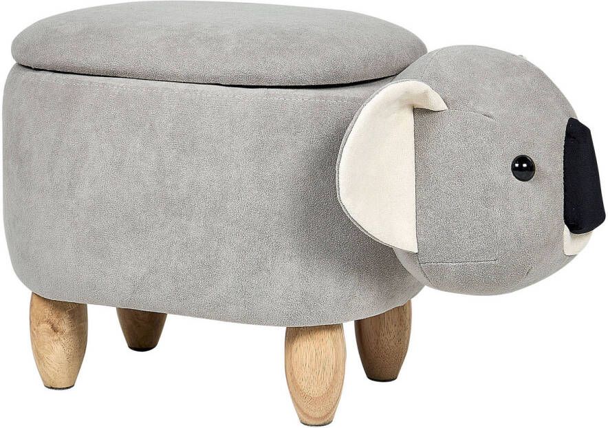 Beliani COALA Dierenhocker-Grijs-Fluweel