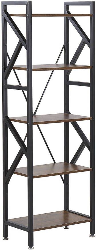Beliani DALE 5 Tier Bookcase Donkere houtkleur Vezelplaat