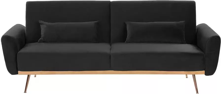 Beliani EINA Three Seater Sofa Zwart Fluweel