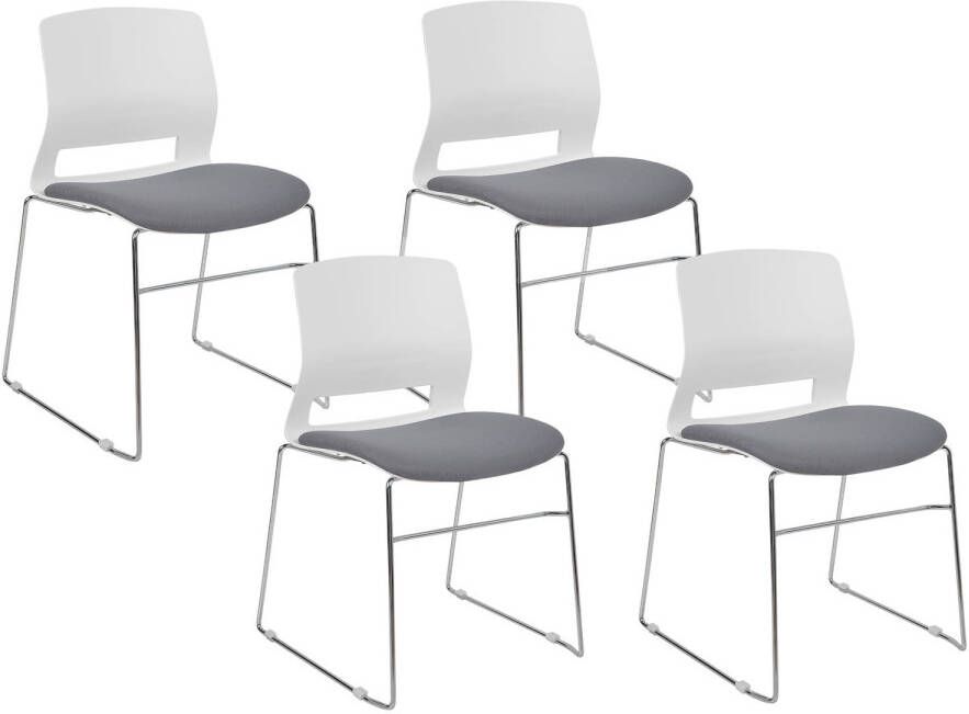Beliani GALENA Set van 4 stoelen Wit|Grijs Polyester