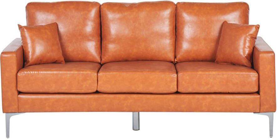 Beliani GAVLE Three Seater Sofa Bruin Kunstleer