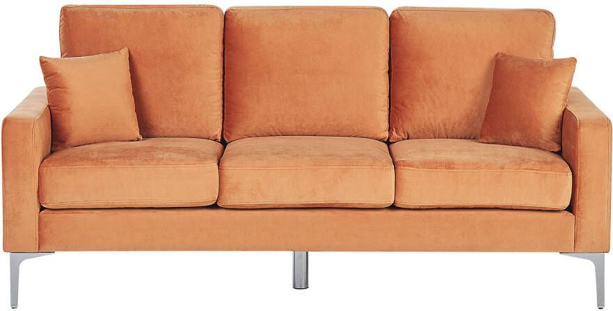 Beliani GAVLE Three Seater Sofa Oranje Fluweel - Foto 1