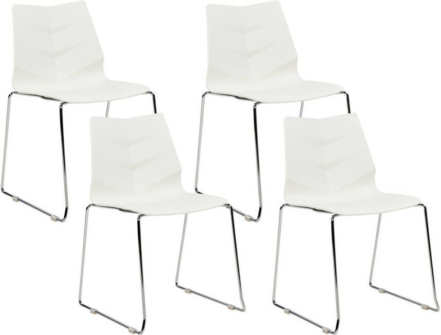 Beliani HARTLEY Eetkamerstoel set van 4 Wit Plastic