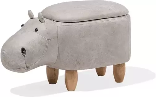 Beliani HIPPO Dierenhocker-Grijs-Kunstleer