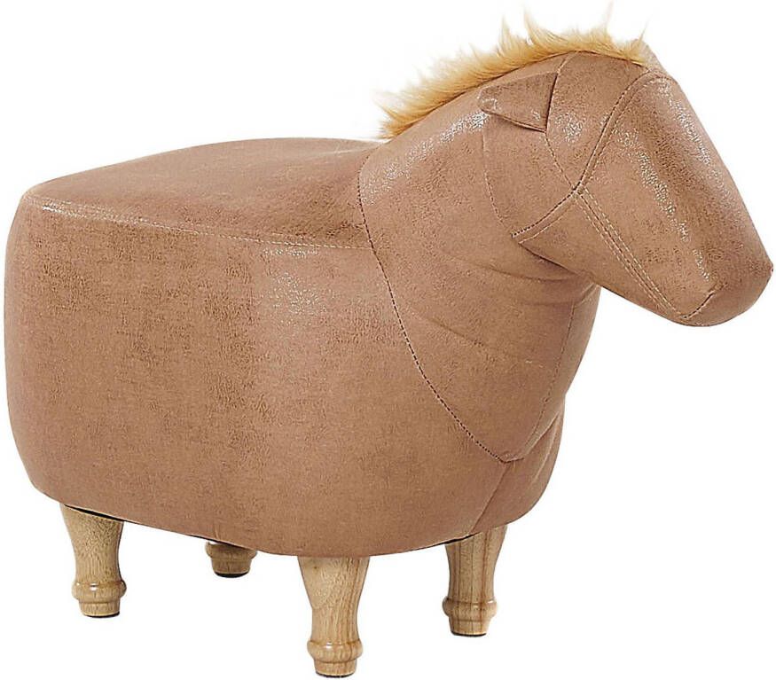 Beliani HORSE Dierenhocker-Lichte houtkleur-Kunstleer