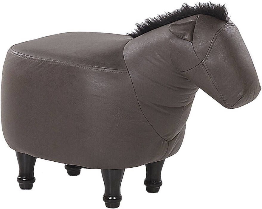 Beliani HORSE Dierenhocker-Donkere houtkleur-Kunstleer