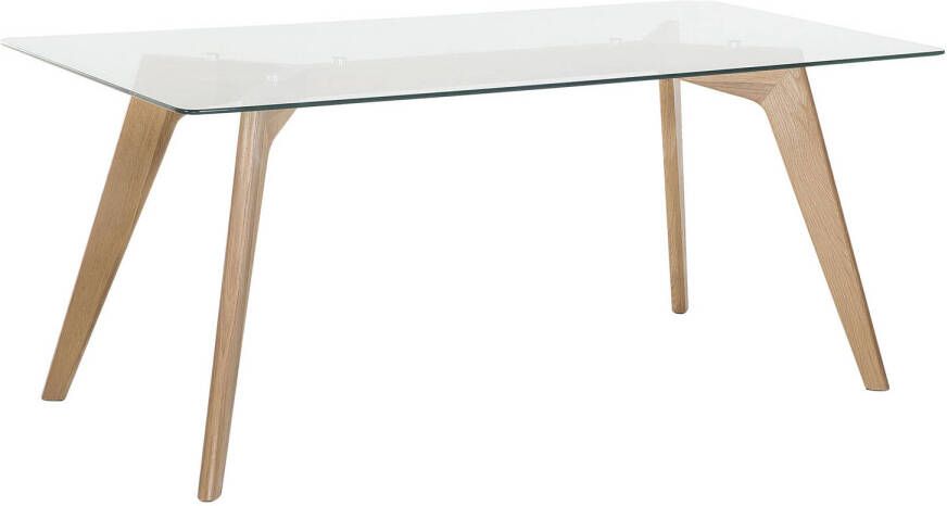 Beliani -HUDSON-Eettafel-Lichte houtkleur-90 x 180 cm-Veiligheidsglas - Foto 1